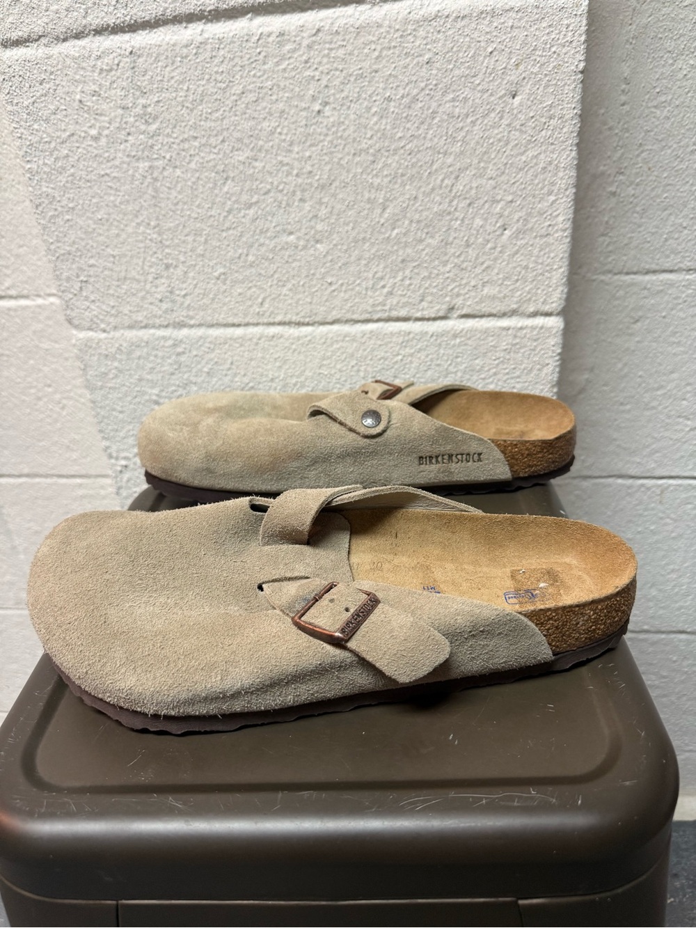 Birkenstock Suede Boston Clogs in Beige - Picture 5 of 7